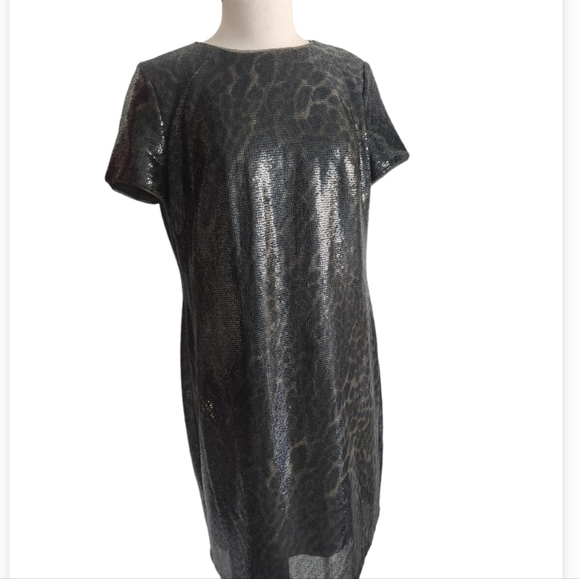 Ralph Lauren Black Label  Ocelet Print Sequined Cocktail Party Dress Black Label - Picture 6 of 7